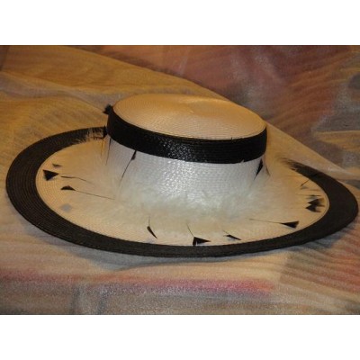 Black and White Broad Rimmed Hat  's Church/Dress Hat  One Size  eb-52709287
